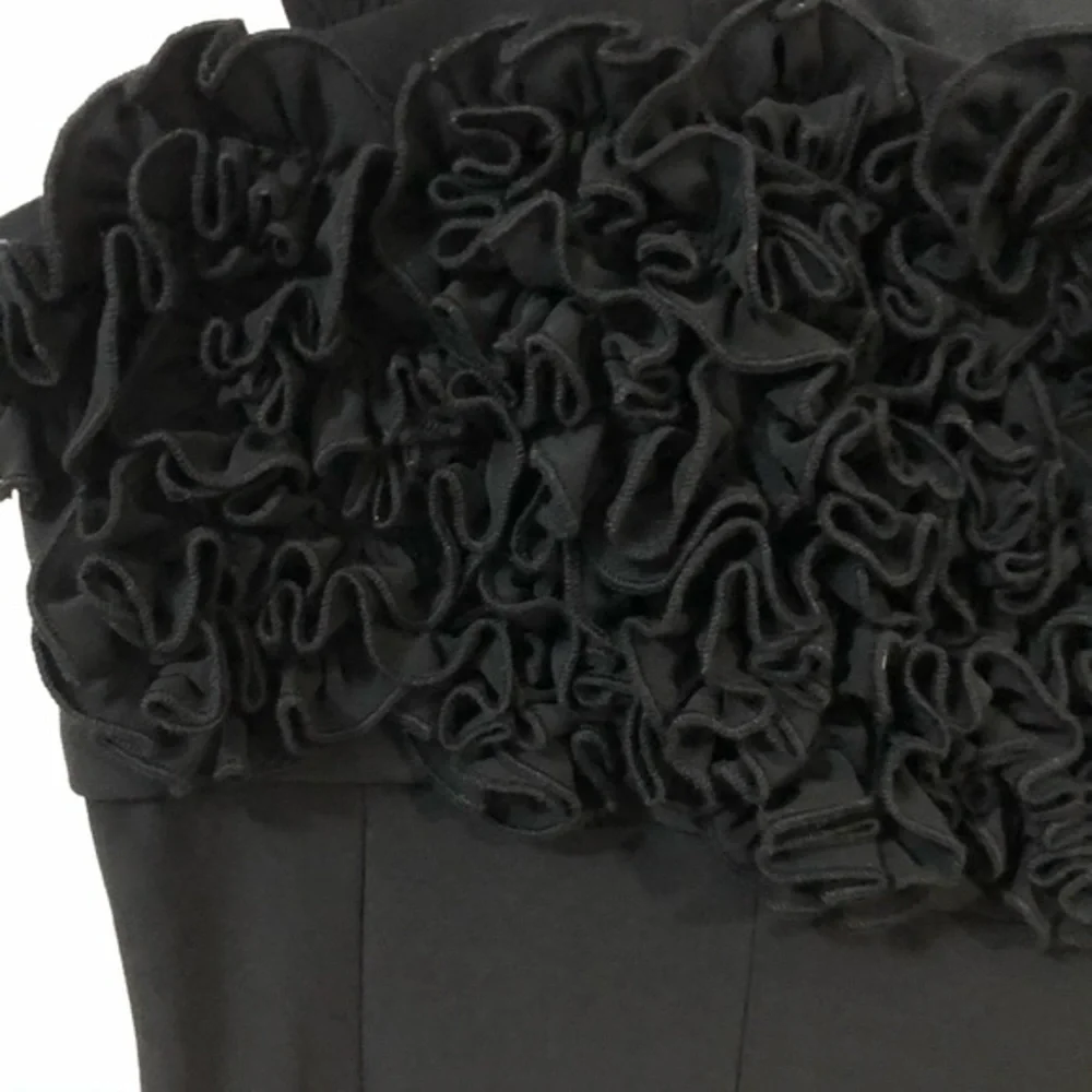 💜💜 R & M Richards Black Party Dress Ruffled Top Size 14